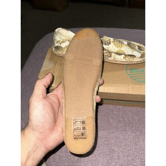 SOLUDOS AOP Pineapple Smoking Slipper Espadrille Natural Woven Size US 8 - Picture 3 of 6